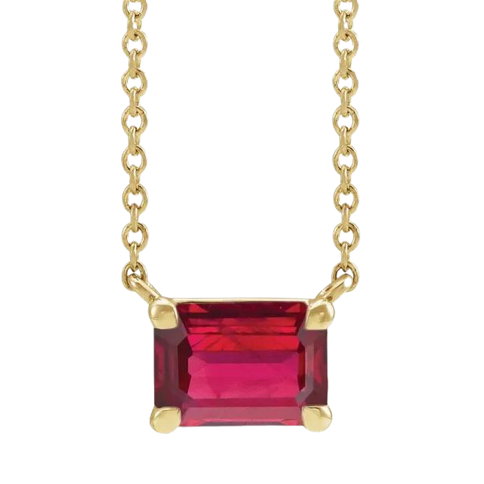 Lab Grown Ruby Mia Necklace - 14k yellow gold